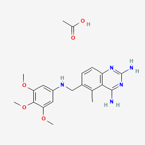 molecular formula C21H27N5O5 B12785522 Trimetrexate monoacetate CAS No. 52128-36-6
