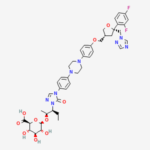 molecular formula C43H50F2N8O10 B12785632 Posaconazole-glucuronide CAS No. 697751-82-9