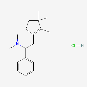 molecular formula C18H28ClN B12785679 Benzenemethanamine, N,N-dimethyl-alpha-((2,3,3-trimethyl-1-cyclopenten-1-yl)methyl)-, hydrochloride CAS No. 148129-85-5