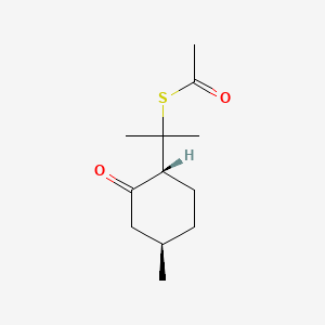 molecular formula C12H20O2S B12785683 Menthone-8-thioacetate, trans- CAS No. 57074-34-7
