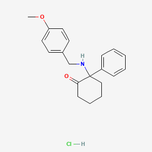 molecular formula C20H24ClNO2 B12785706 Cyclohexanone, 2-(p-methoxybenzylamino)-2-phenyl-, hydrochloride CAS No. 96783-23-2