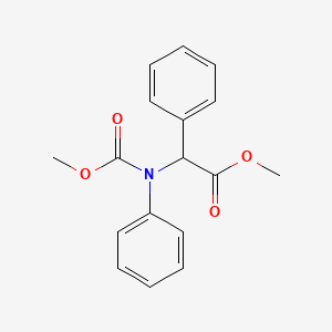 molecular formula C17H17NO4 B12785722 Benzeneacetic acid, alpha-((methoxycarbonyl)phenylamino)-, methyl ester CAS No. 83529-31-1