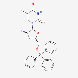 molecular formula C29H27FN2O4 B12785811 1-(2,3-Dideoxy-2-fluoro-5-O-trityl-beta-D-erythro-pentofuranosyl)thymine CAS No. 132776-30-8
