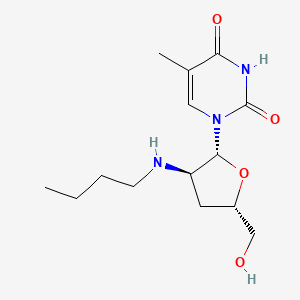 molecular formula C14H23N3O4 B12785866 Uridine, 2'-(butylamino)-2',3'-dideoxy-5-methyl- CAS No. 134935-10-7