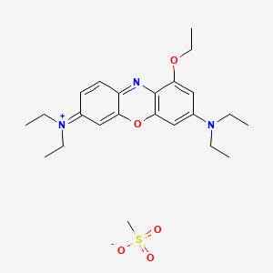 molecular formula C23H33N3O5S B12785935 Phenoxazin-5-ium, 3,7-bis(diethylamino)-1-ethoxy-, methanesulfonate CAS No. 71850-58-3