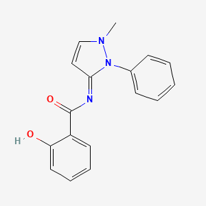 molecular formula C17H15N3O2 B12785941 N-(2-Methyl-1-phenyl-3-pyrazolin-5-ylidene)salicylamide CAS No. 96935-41-0