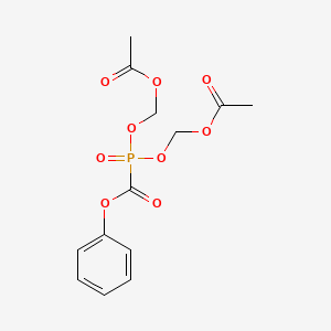 molecular formula C13H15O9P B12785954 Bis(acetyloxymethoxy)oxophosphinocarboxylic acid, phenyl ester CAS No. 157977-99-6