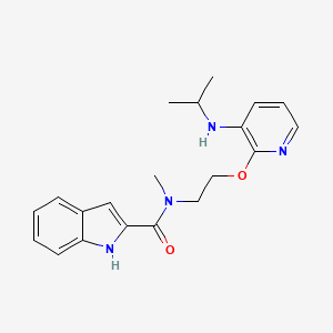 molecular formula C20H24N4O2 B12786005 1H-Indole-2-carboxamide, N-methyl-N-(2-((3-((1-methylethyl)amino)-2-pyridinyl)oxy)ethyl)- CAS No. 136817-15-7