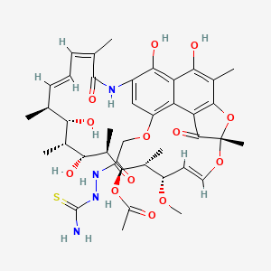 molecular formula C40H52N4O13S B12786039 Rifamycin B, 2-(aminothioxomethyl)hydrazide CAS No. 105432-59-5