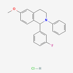 molecular formula C22H21ClFNO B12786109 (-)-1,2,3,4-Tetrahydro-1-(3-fluorophenyl)-6-methoxy-2-phenylisoquinoline hydrochloride CAS No. 96719-56-1