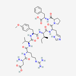 molecular formula C51H73N13O12 B12786125 Angiotensin II, des-asp(1)-Me-tyr(4)- CAS No. 25061-69-2
