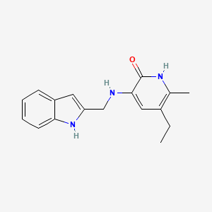 molecular formula C17H19N3O B12786175 2(1H)-Pyridinone, 5-ethyl-3-((1H-indol-2-ylmethyl)amino)-6-methyl- CAS No. 143707-91-9
