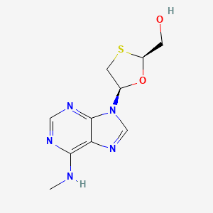 molecular formula C10H13N5O2S B12786179 1,3-Oxathiolane-2-methanol, 5-(6-(methylamino)-9H-purin-9-yl)-, (2S-cis)- CAS No. 149819-60-3