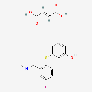 molecular formula C19H20FNO5S B12786223 N,N-Dimethyl-5-fluoro-2-(3-hydroxyphenylthio)benzylamine maleate CAS No. 134987-57-8