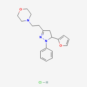 molecular formula C19H24ClN3O2 B12786241 Pyrazoline, 5-(2-furyl)-3-(2-(morpholino)ethyl)-1-phenyl-, hydrochloride CAS No. 102129-27-1