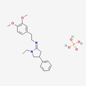 molecular formula C22H31N2O6P B12786276 1-Ethyl-4-phenyl-2-(3',4'-dimethoxyphenethylimino)pyrrolidine phosphate CAS No. 94221-71-3