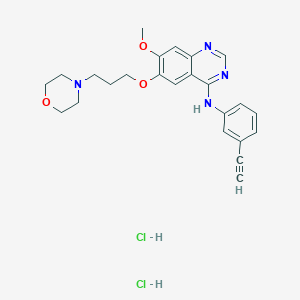 molecular formula C24H28Cl2N4O3 B12786338 N-(3-ethynylphenyl)-7-methoxy-6-(3-morpholin-4-ylpropoxy)quinazolin-4-amine;dihydrochloride CAS No. 1172627-00-7
