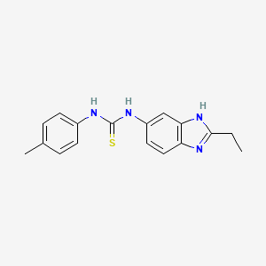 molecular formula C17H18N4S B12786365 Thiourea, N-(2-ethyl-1H-benzimidazol-5-yl)-N'-p-tolyl- CAS No. 38423-16-4