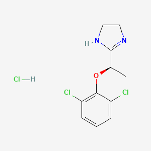molecular formula C11H13Cl3N2O B12786382 Levlofexidine hydrochloride CAS No. 87038-06-0