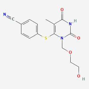 molecular formula C15H15N3O4S B12786390 6-((4-Cyanophenyl)thio)-1-((2-hydroxyethoxy)methyl)thymine CAS No. 125056-69-1