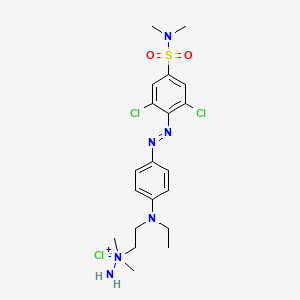 molecular formula C20H29Cl3N6O2S B12786419 Hydrazinium, 1-(2-((4-((2,6-dichloro-4-((dimethylamino)sulfonyl)phenyl)azo)phenyl)ethylamino)ethyl)-1,1-dimethyl-, chloride CAS No. 72379-51-2