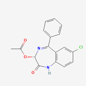molecular formula C17H13ClN2O3 B12786447 Oxazepam acetate, (+)- CAS No. 68399-23-5