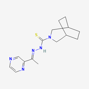 molecular formula C15H21N5S B12786479 N-[(E)-1-pyrazin-2-ylethylideneamino]-3-azabicyclo[3.2.2]nonane-3-carbothioamide CAS No. 88324-52-1
