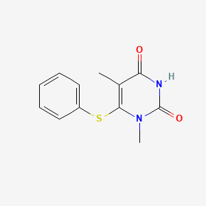 molecular formula C12H12N2O2S B12786564 1-Methyl-6-(phenylthio)thymine CAS No. 136160-19-5