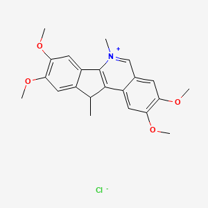 molecular formula C22H24ClNO4 B12786629 (+-)-6,11-Dimethyl-2,3,8,9-tetramethoxy-11H-indeno(1,2-c)isoquinolinium chloride CAS No. 125455-88-1
