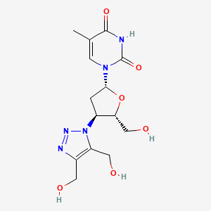 molecular formula C14H19N5O6 B12786641 Thymidine, 3'-(4,5-bis(hydroxymethyl)-1H-1,2,3-triazol-1-yl)-3'-deoxy- CAS No. 127479-68-9