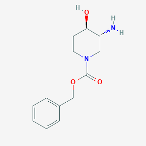 molecular formula C13H18N2O3 B1278667 (3R,4R)-benzyl 3-amino-4-hydroxypiperidine-1-carboxylate CAS No. 1270497-22-7