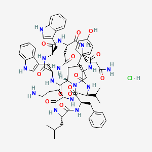 molecular formula C70H90ClN15O13 B12786713 Tyrocidine C hydrochloride CAS No. 28343-15-9