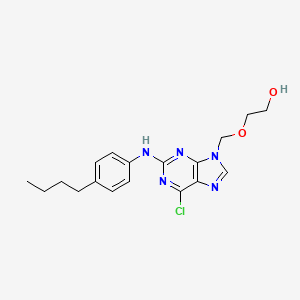molecular formula C18H22ClN5O2 B12786799 Ethanol, 2-((2-((4-butylphenyl)amino)-6-chloro-9H-purin-9-yl)methoxy)- CAS No. 104715-78-8