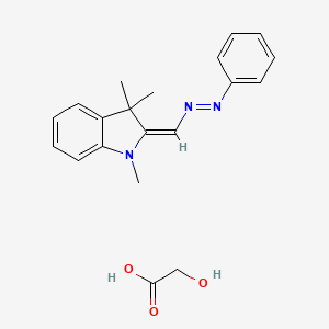 molecular formula C20H23N3O3 B12786909 Indoline, 1,3,3-trimethyl-2-((phenylazo)methylene)-, glycolate CAS No. 79313-78-3