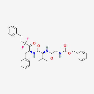 molecular formula C33H37F2N3O5 B12786945 L-Valinamide, N-((phenylmethoxy)carbonyl)glycyl-N-(3,3-difluoro-2-oxo-5-phenyl-1-(phenylmethyl)pentyl)-, (S)- CAS No. 134450-41-2