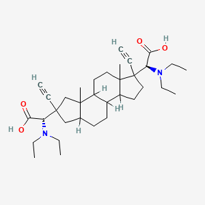 molecular formula C34H52N2O4 B12786946 Glycine, N,N-diethyl-, (2-beta,5-alpha,17-alpha)-2-ethynyl-A-norpregn-20-yne-2,17-diyl ester CAS No. 142546-50-7