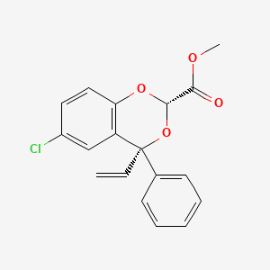 molecular formula C18H15ClO4 B12787012 1,3-Benzodioxan-2-carboxylic acid, 6-chloro-4-phenyl-4-vinyl-, methyl ester, (E)- CAS No. 86617-05-2