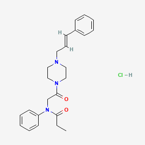 molecular formula C24H30ClN3O2 B12787028 N-(2-Oxo-2-(4-(3-phenyl-2-propenyl)-1-piperazinyl)ethyl)-N-phenylpropanamide hydrochloride CAS No. 82387-56-2