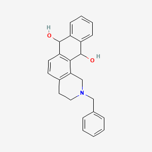 molecular formula C24H23NO2 B12787055 Naphth(2,3-h)isoquinoline-7,12-diol, 1,2,3,4,7,12-hexahydro-2-(phenylmethyl)- CAS No. 80641-40-3