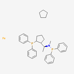 molecular formula C37H45FeNP2 B12787062 cyclopentane;(1S)-N-diphenylphosphanyl-1-(2-diphenylphosphanylcyclopentyl)-N-methylethanamine;iron 