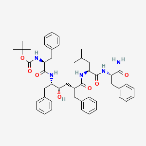 molecular formula C48H61N5O7 B12787080 L-Phenylalaninamide, N-(5-((2-(((1,1-dimethylethoxy)carbonyl)amino)-1-oxo-3-phenylpropyl)amino)-4-hydroxy-1-oxo-6-phenyl-2-(phenylmethyl)hexyl)-L-leucyl-, (2R-(2R*,4S*,5S*(S*)))- CAS No. 132565-30-1