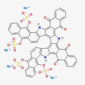 molecular formula C56H23N3Na4O20S4 B12787098 tetrasodium;(21,28,34,41-tetraoxo-8,47,54-trisulfonatooxy-18,31,44-triazapentadecacyclo[30.27.0.02,30.03,19.04,17.07,16.09,14.020,29.022,27.033,42.035,40.043,59.045,58.046,55.048,53]nonapentaconta-1(59),2,4(17),5,7,9,11,13,15,19,22,24,26,29,32,35,37,39,42,45(58),46,48,50,52,54,56-hexacosaen-15-yl) sulfate CAS No. 72379-60-3