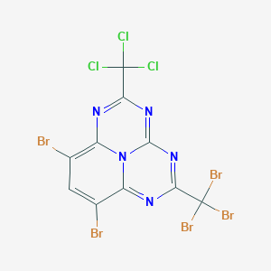 molecular formula C10HBr5Cl3N5 B12787141 10,12-Dibromo-3-(tribromomethyl)-7-(trichloromethyl)-2,4,6,8,13-pentazatricyclo[7.3.1.05,13]trideca-1,3,5,7,9,11-hexaene CAS No. 88061-88-5