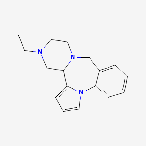 molecular formula C17H21N3 B12787162 13-Ethyl-12,13,14,14a-tetrahydro-9H,11H-pyrazino(2,1-c)pyrrolo(1,2-a)(1,4)benzodiazepine CAS No. 144109-11-5