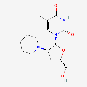 molecular formula C15H23N3O4 B12787164 Uridine, 2',3'-dideoxy-5-methyl-2'-(1-piperidinyl)- CAS No. 134935-07-2
