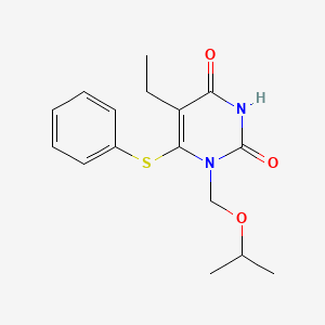 molecular formula C16H20N2O3S B12787179 5-Ethyl-1-((isopropyloxy)methyl)-6-(phenylthio)uracil CAS No. 136160-38-8