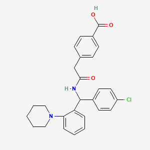 molecular formula C27H27ClN2O3 B12787202 4-((alpha-(4-Chlorophenyl)-2-piperidinobenzyl)aminocarbonylmethyl)benzoic acid CAS No. 89573-07-9