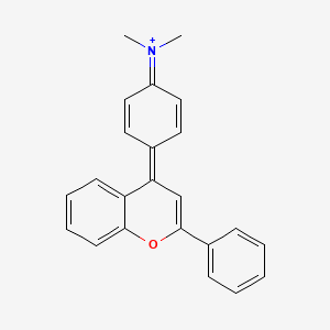 molecular formula C23H20NO+ B12787250 Dimethyl(4-(2-phenyl-4H-chromen-4-ylidene)-2,5-cyclohexadien-1-ylidene)-lambda(5)-azane CAS No. 6947-89-3