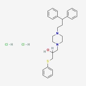 molecular formula C28H36Cl2N2OS B12787280 1-(3,3-Diphenylpropyl)-4-(2-hydroxy-3-phenylthiopropyl)piperazine dihydrochloride CAS No. 143760-03-6