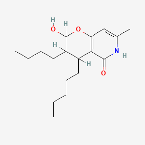 molecular formula C18H29NO3 B12787289 3-Butyl-7-methyl-4-pentyl-3,4-dihydro-2H-pyrano(3,2-c)pyridine-2,5-diol CAS No. 59304-64-2